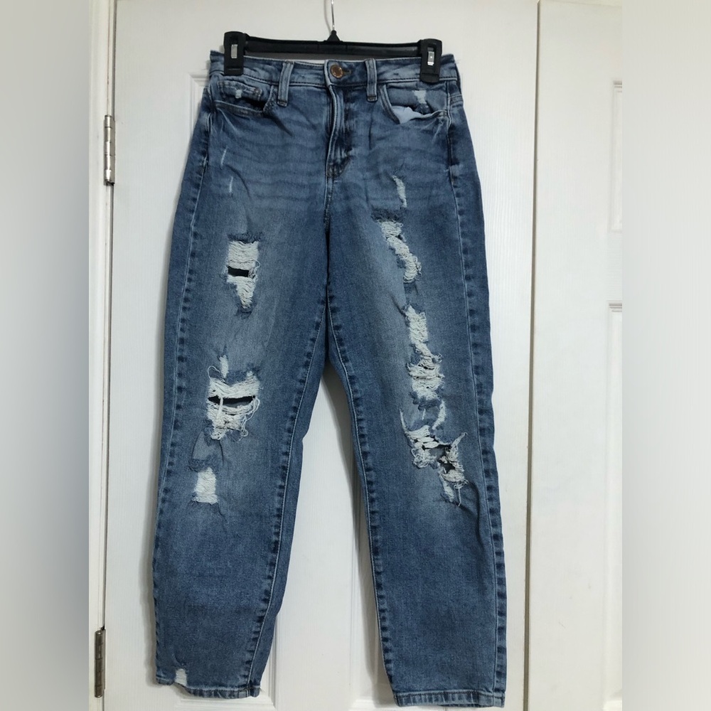 SO high rise curvy mom jeans ripped distressed junior‎ size 1  25W teens college